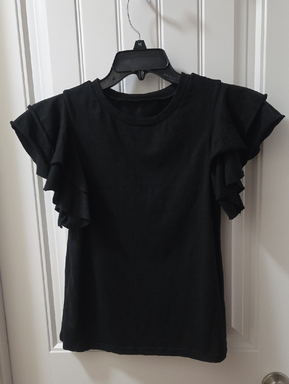 Black Ruffle Sleeve Tee